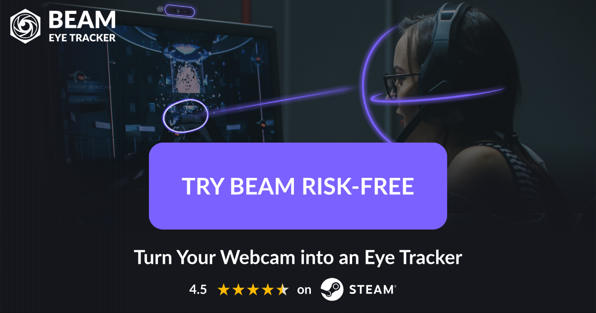 Screenshot of Beam Eye Tracker, Turns any webcam or phone into a head and eye tracker for PC games