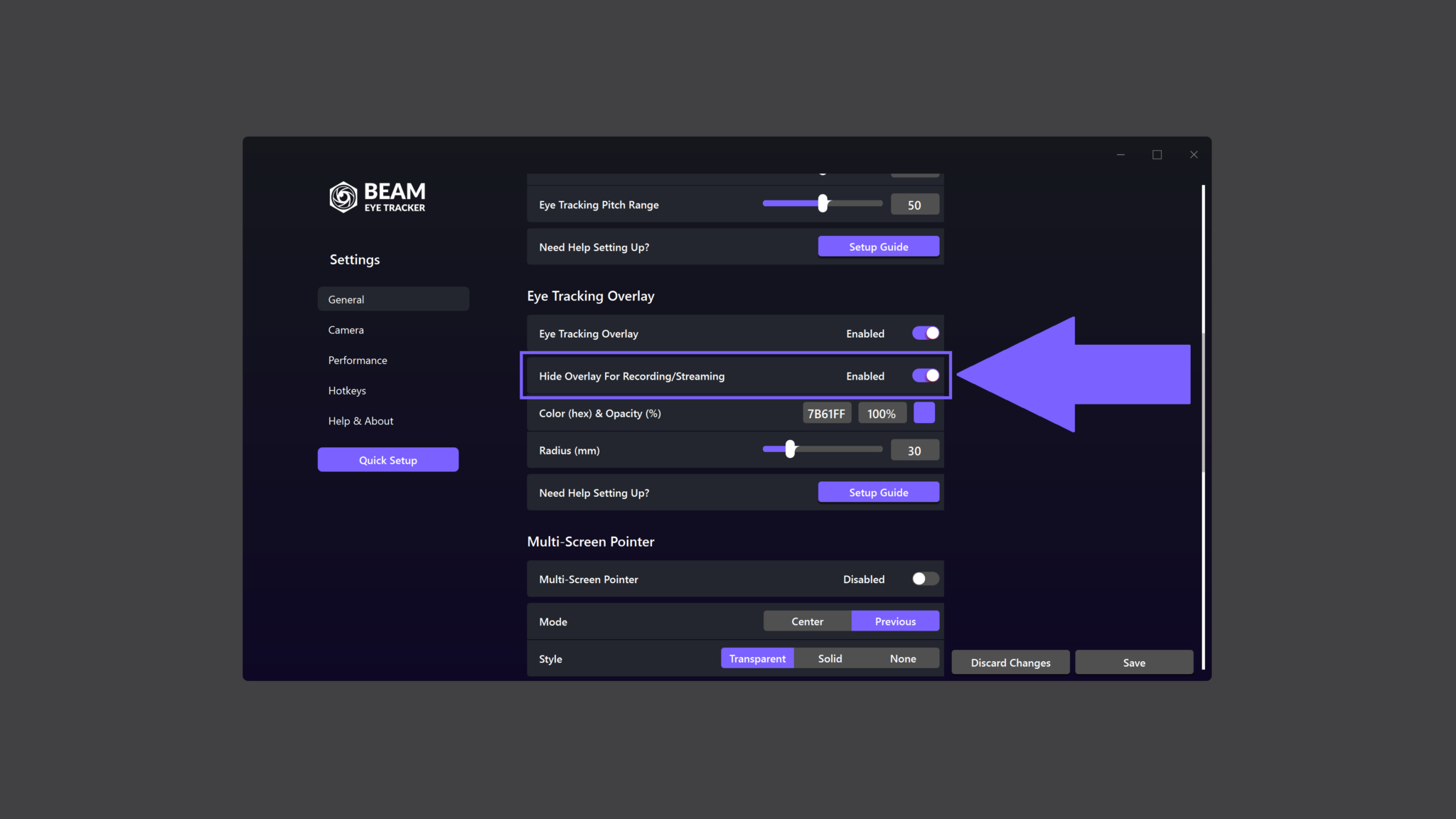 Record Or Stream With The Beam Eye Tracker