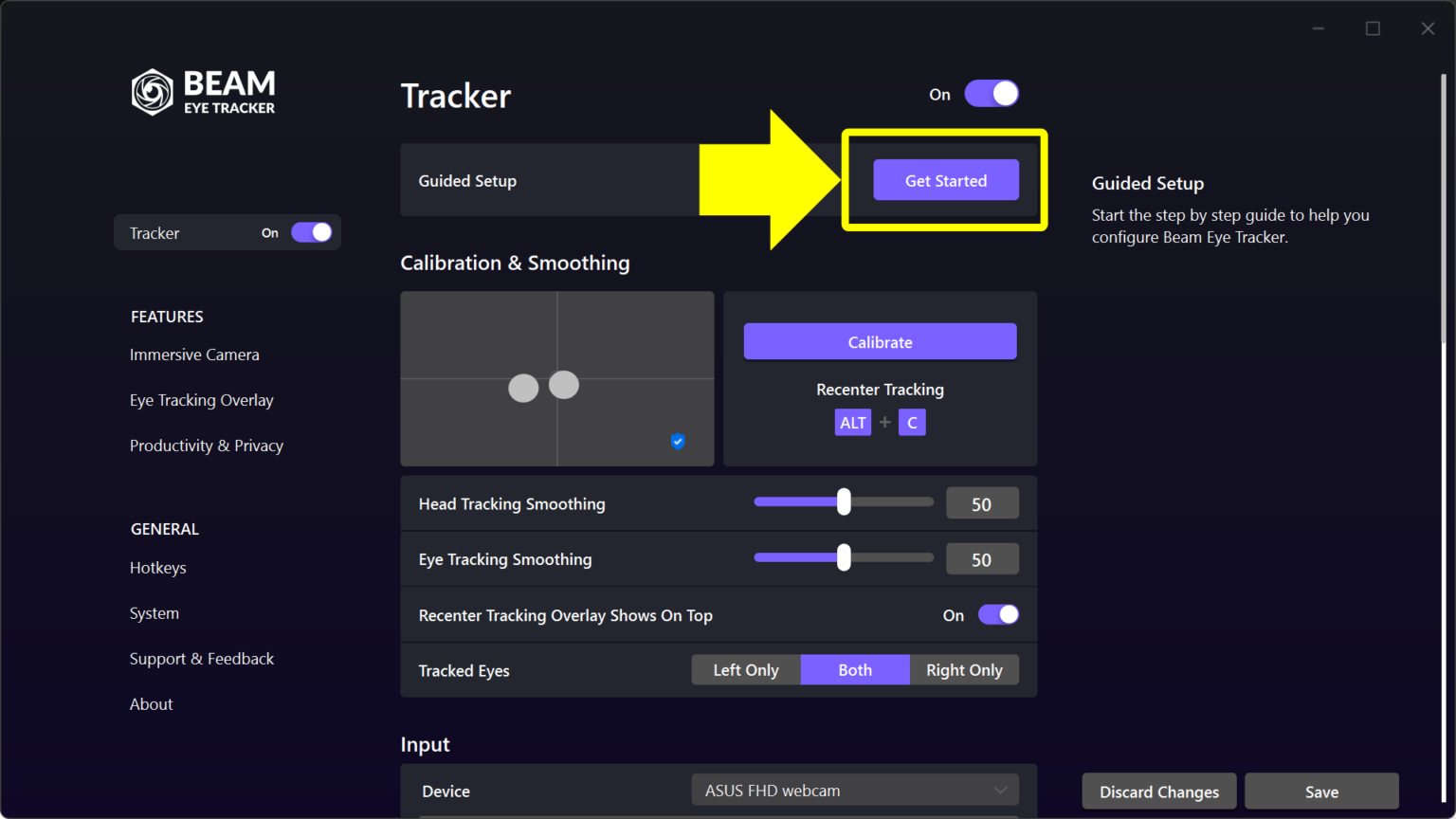 OpenTrack Extension Setup | Beam Eye Tracker